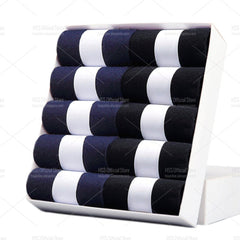 10 Pares de Meia de Algodão Premium | Respirável e Macia - 5 Azul Marinho e 5 Preta