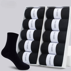 10 Pares de Meia de Algodão Premium | Respirável e Macia - 10 Pretas