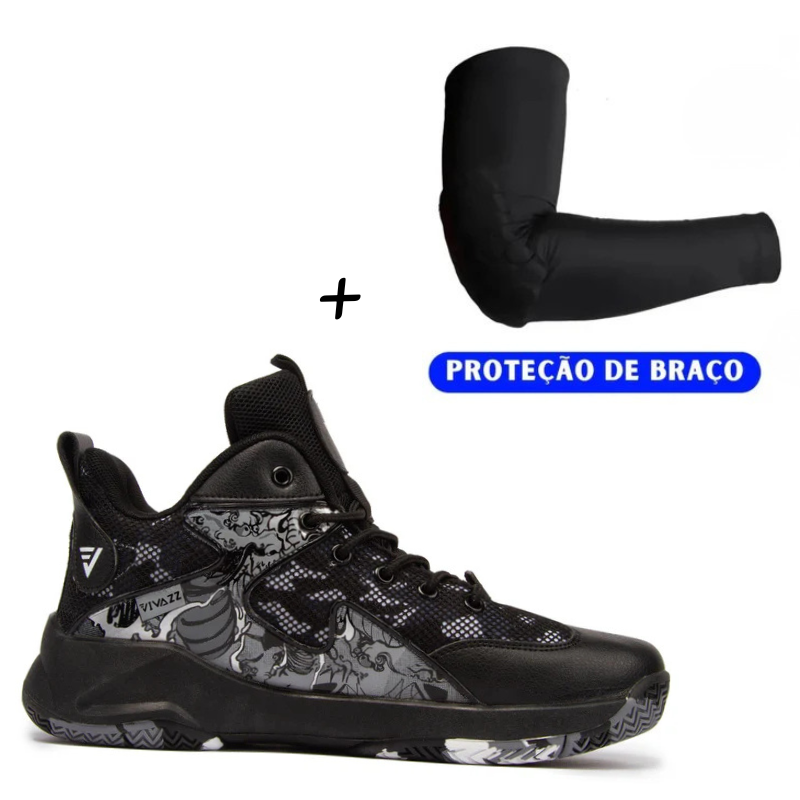 KIT Tênis de Vôlei All Black Grafite + Manguito