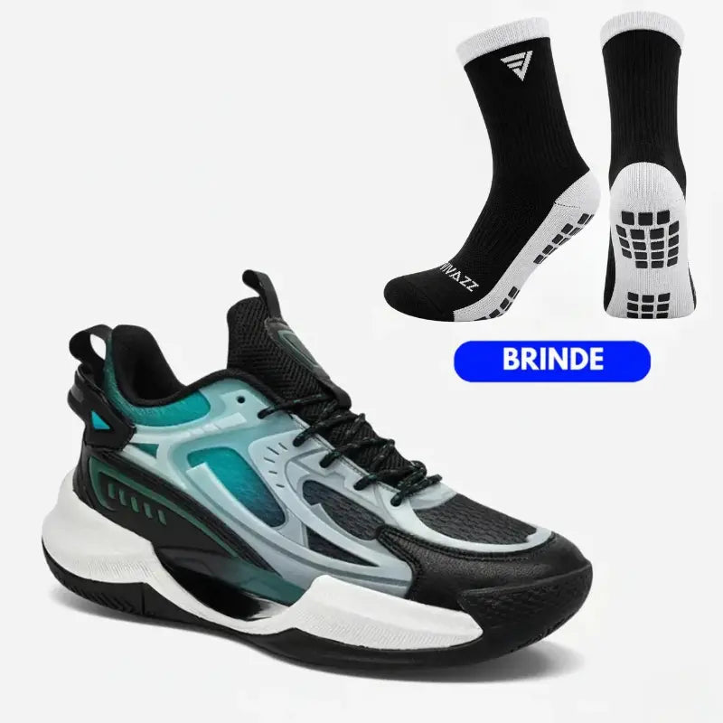 KIT Tênis de Vôlei e Basquete PowerGrip Black + Meias Grátis