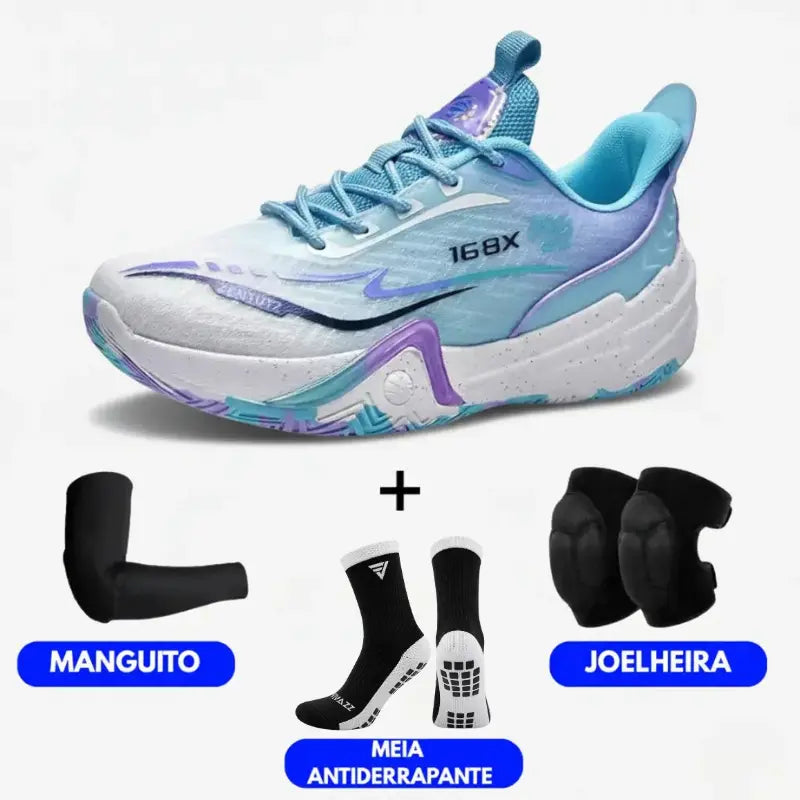 KIT Tênis de Vôlei Flex 168X + Joelheira + Meia + Manguito