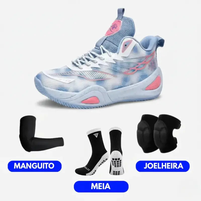 KIT Tênis de Vôlei DunkX - Antiderrapante + Joelheira + Meia + Manguito