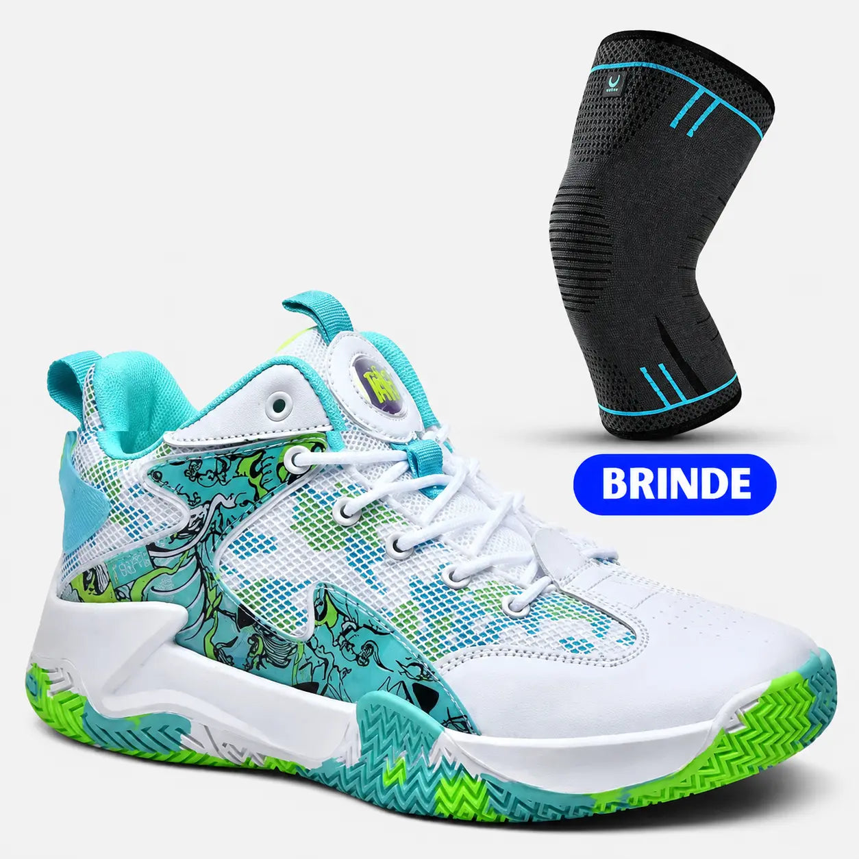 Kit Profissional: Tênis De basquete Grafite 3.0 + Joelheira de Compreensão