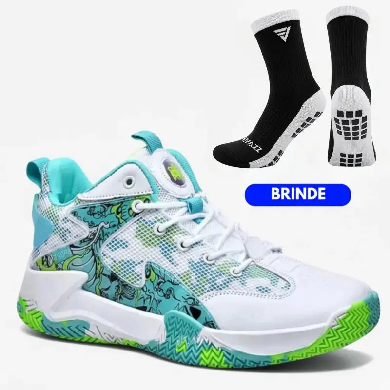 Kit Half: Tênis de Vôlei e Basquete Grafite 3.0 + Meia Antiderrapante