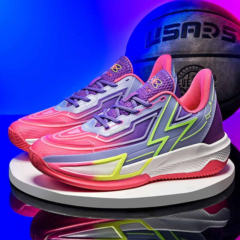 Tênis de Basquete NeonBlast Gradient | Brilho Noturno e Antiderrapante-Rosa/Roxo