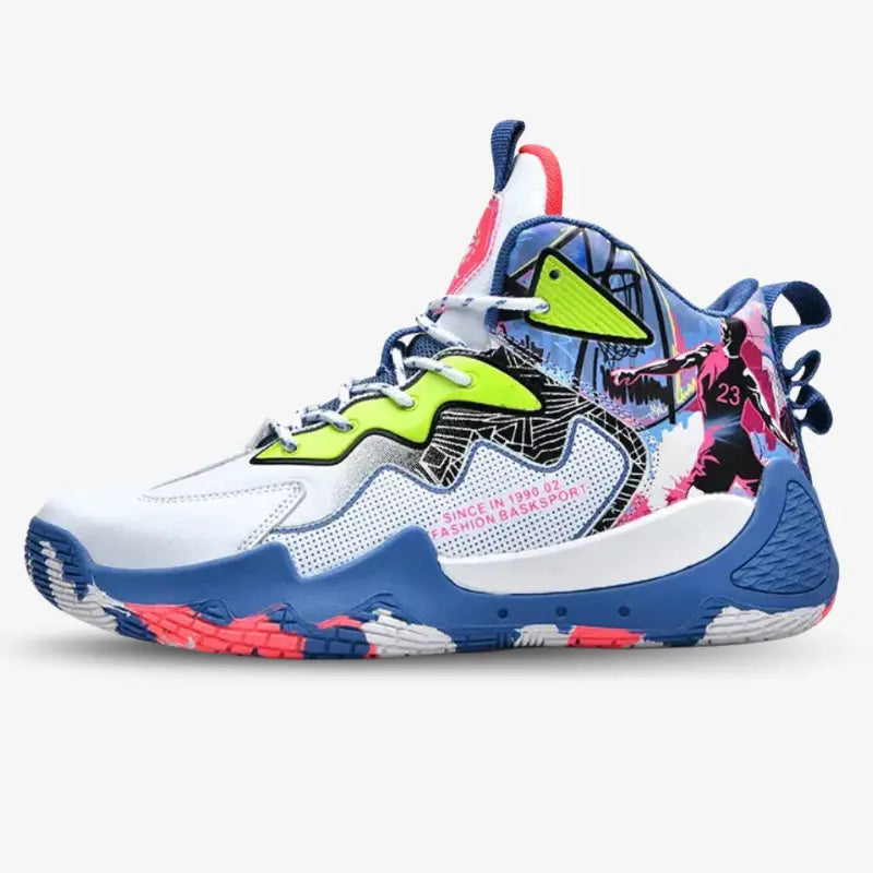 BF - Tênis de Vôlei e Basquete High Fashion + Meias de Brinde-Branco/Azul