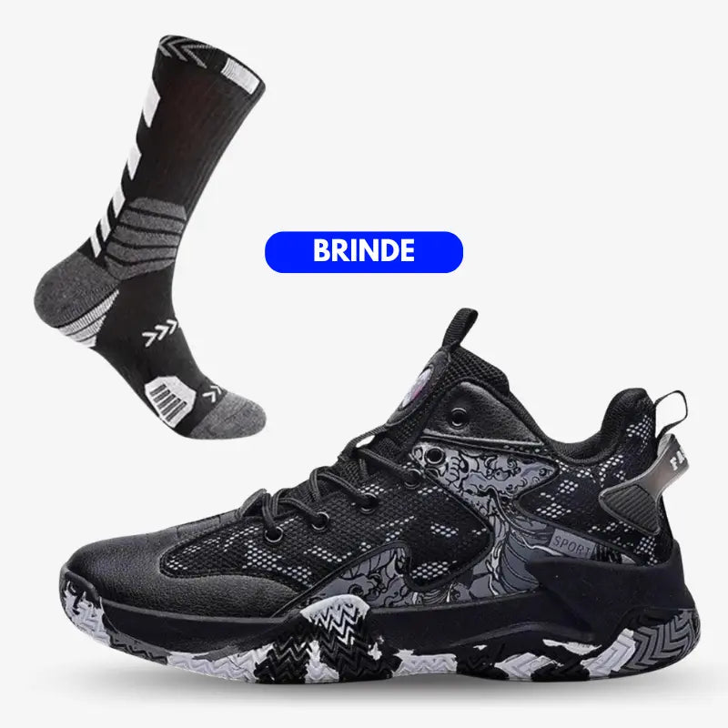 KIT Tênis de Vôlei All Black Grafite + Meias Grátis-Preto