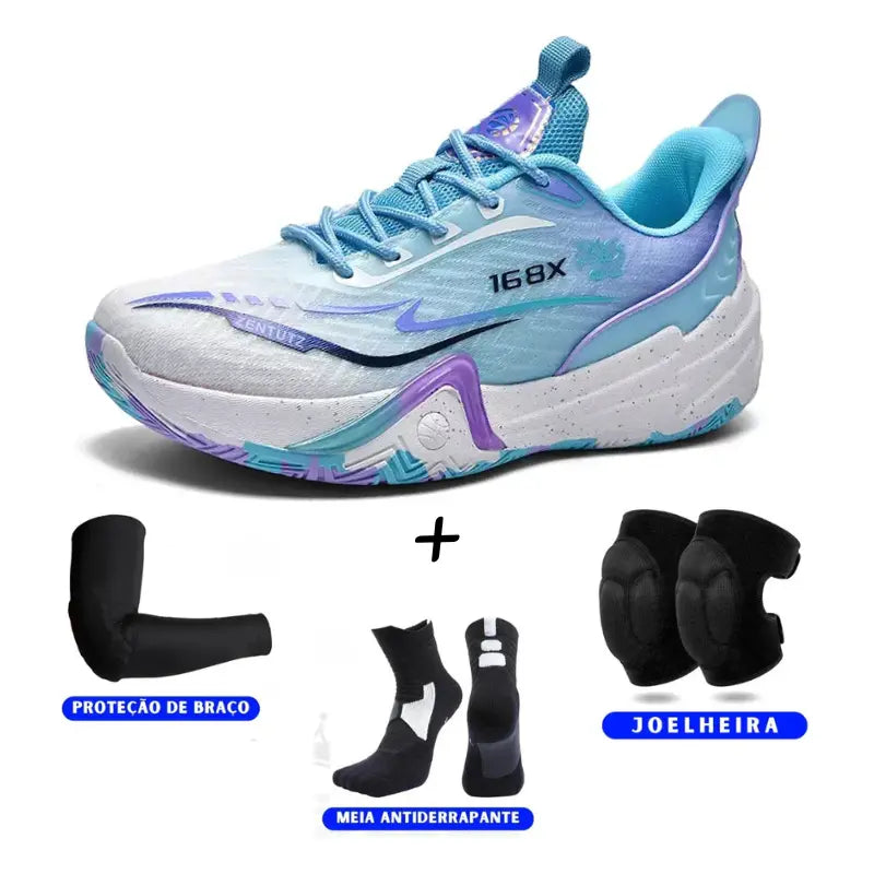 KIT Tênis de Vôlei Flex 168X + Joelheira + Meia + Manguito
