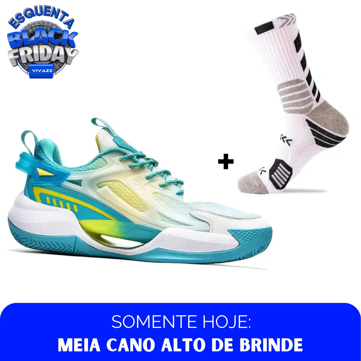 BF - Tênis de Vôlei e Basquete PowerGrip + Meias de Brinde