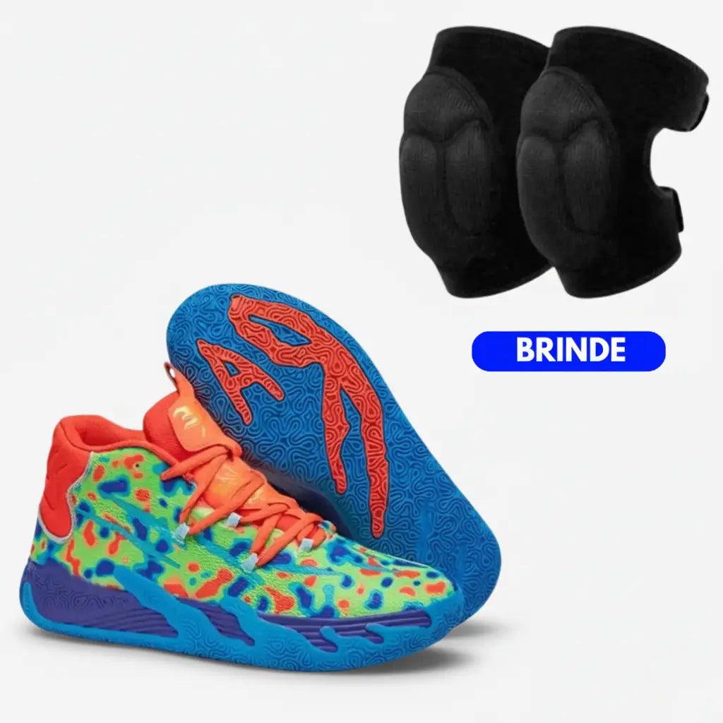 KIT Tênis de Vôlei AeroDunk + Joelheira de Brinde-Verde/Laranja