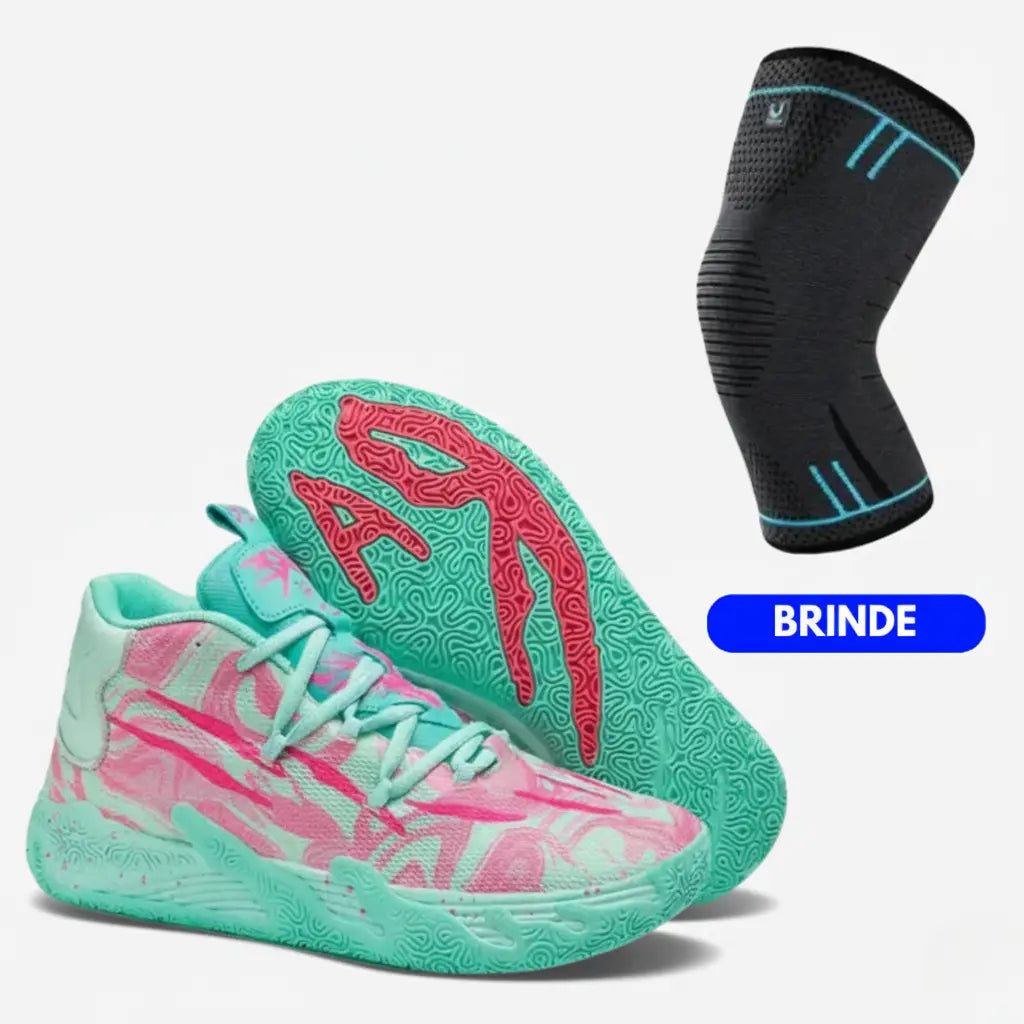 KIT Tênis de Vôlei AeroDunk + Joelheira Grátis-Verde/Rosa