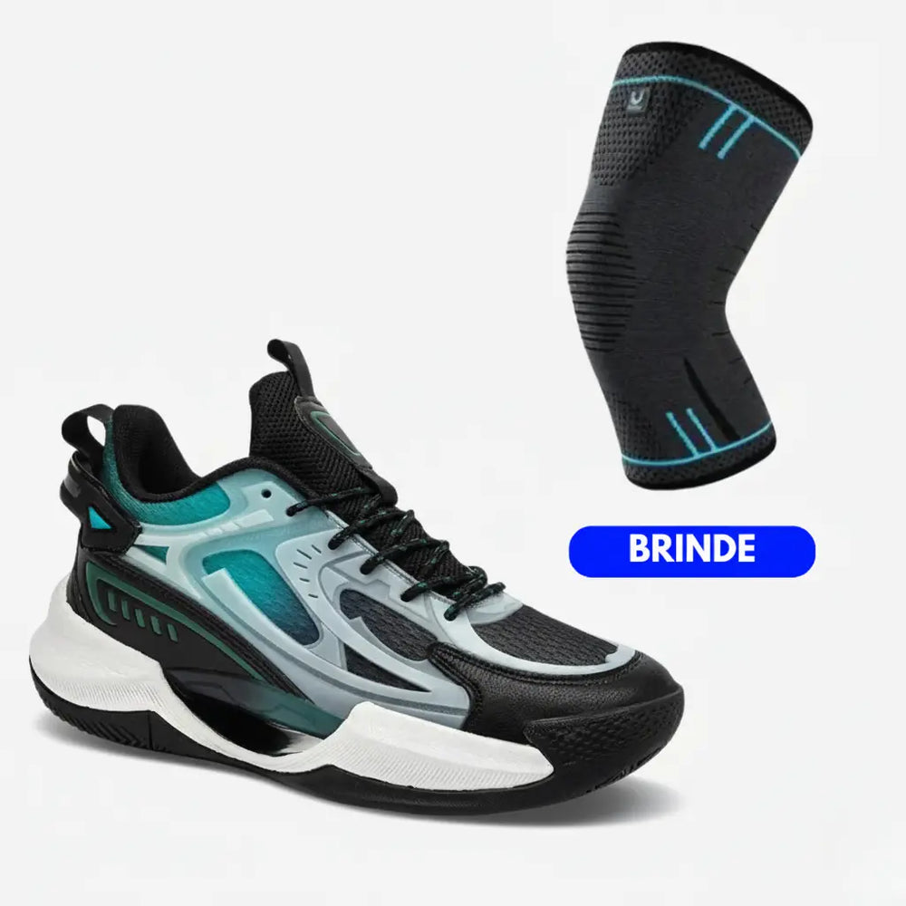 KIT Tênis de Vôlei PowerGrip Black + Joelheira Grátis-Preto