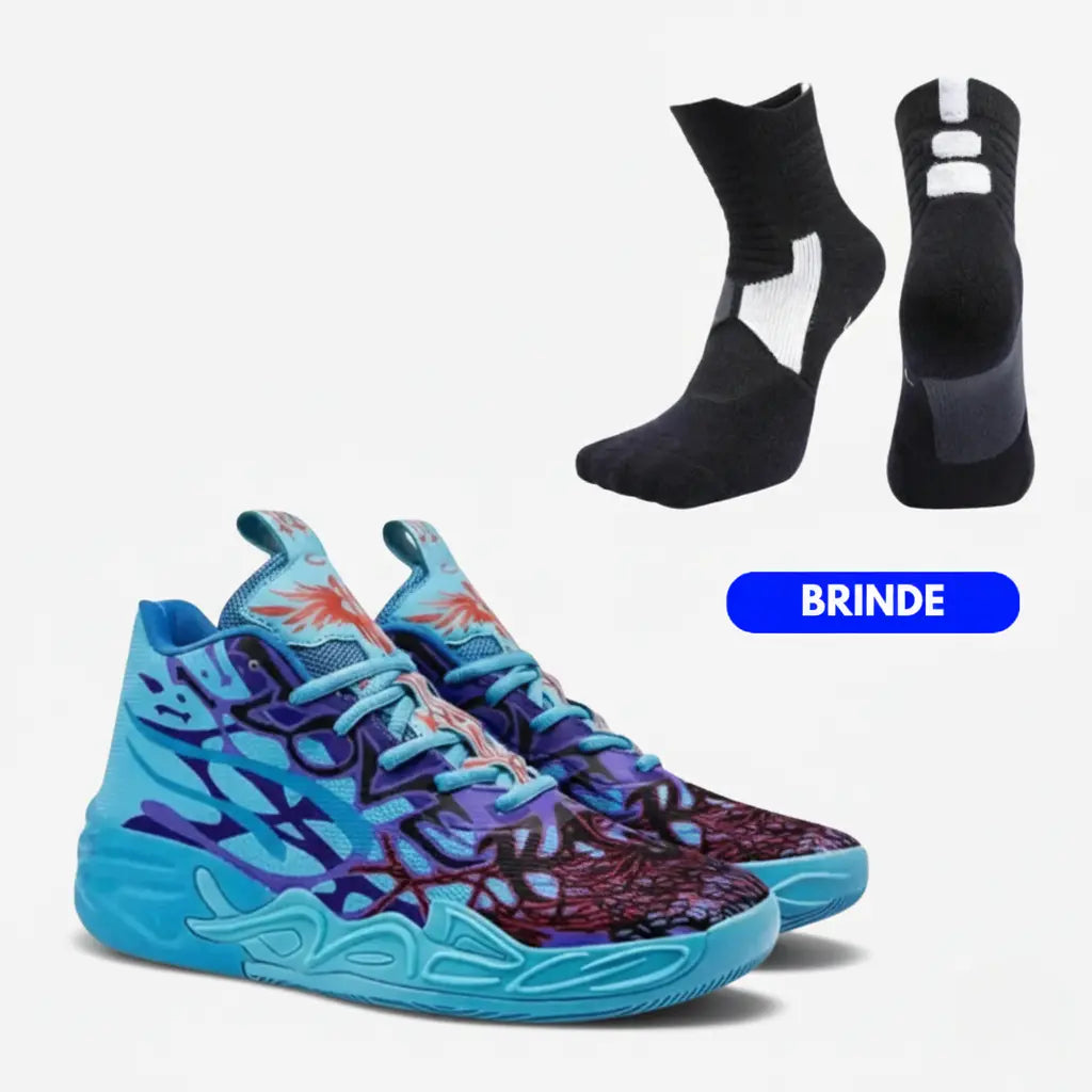 KIT Tênis de Vôlei Impact Blaze + Meias Grátis-Azul/Roxo