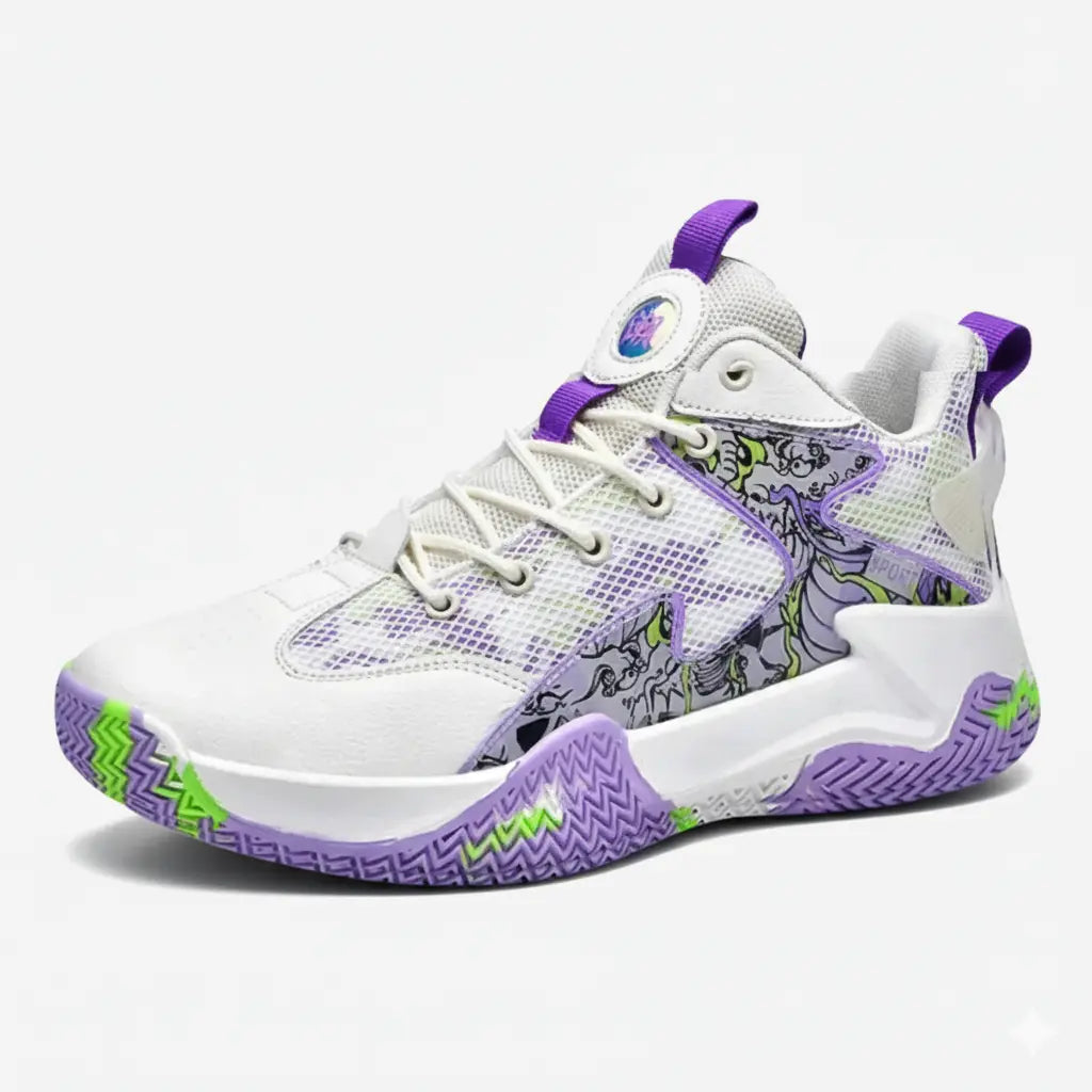 Kit Foam: Tênis de Vôlei Grafite 3.0 + Joelheira com Espuma-Branco-Roxo