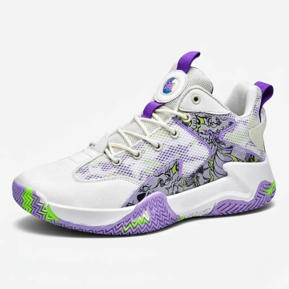 Tênis de Vôlei Feminino Grafite 3.0 | Respirável e Antiderrapante-Branco/Roxo
