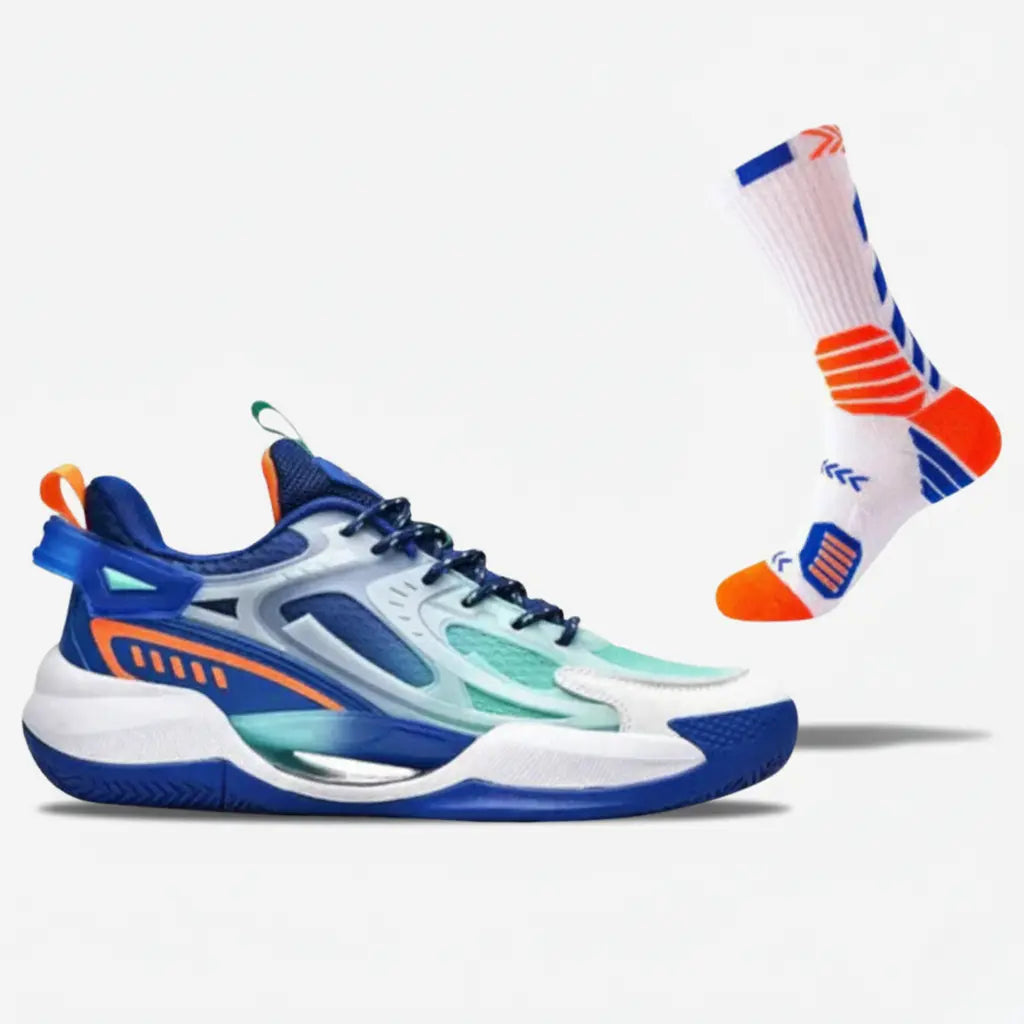 BF - Tênis de Vôlei e Basquete PowerGrip + Meias de Brinde-Azul Escuro