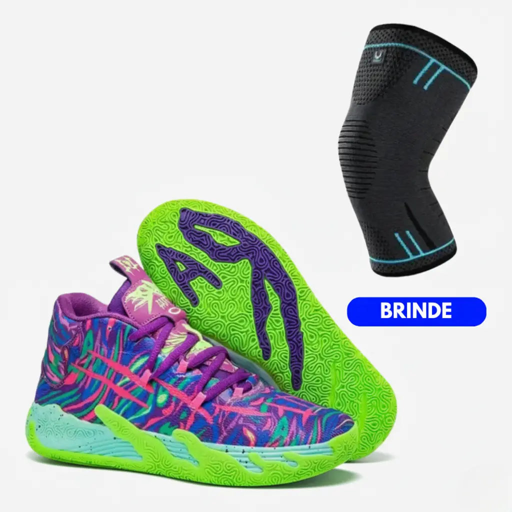 KIT Tênis de Vôlei AeroDunk + Joelheira Grátis-Roxo/Verde