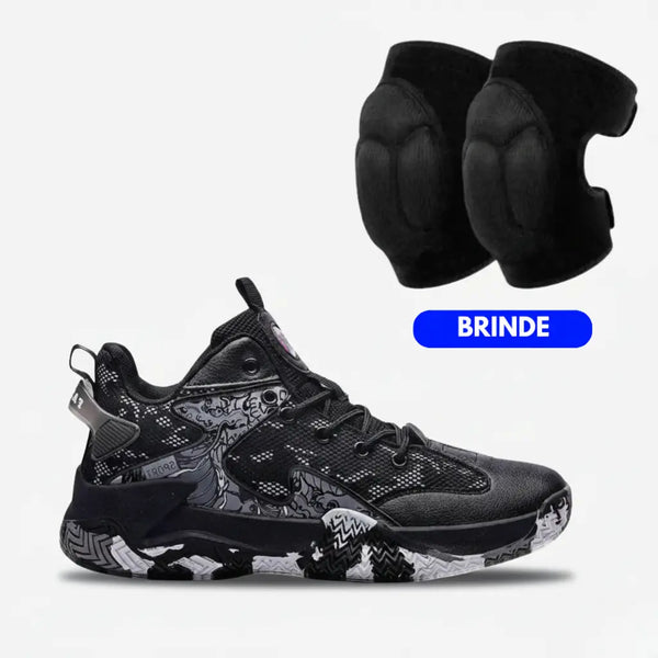 KIT Tênis de Vôlei All Black Grafite + Joelheira de Brinde