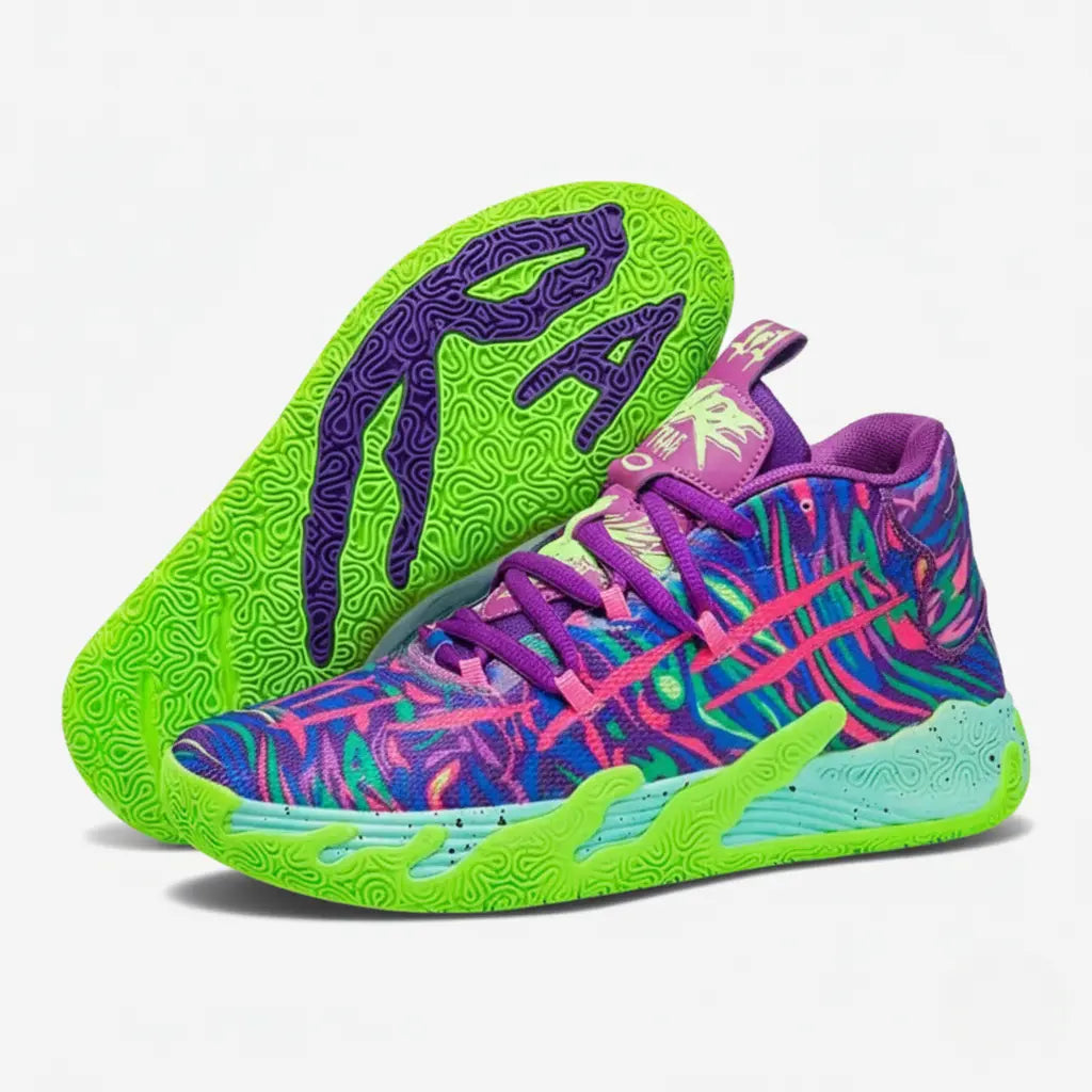 BF - Tênis de Vôlei e Basquete AeroDunk Original + Meias de Brinde-Roxo/Verde