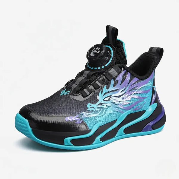 Tênis de Vôlei Infantil SpeedDribble | Respirável e Antiderrapante-Preto/Azul/Roxo