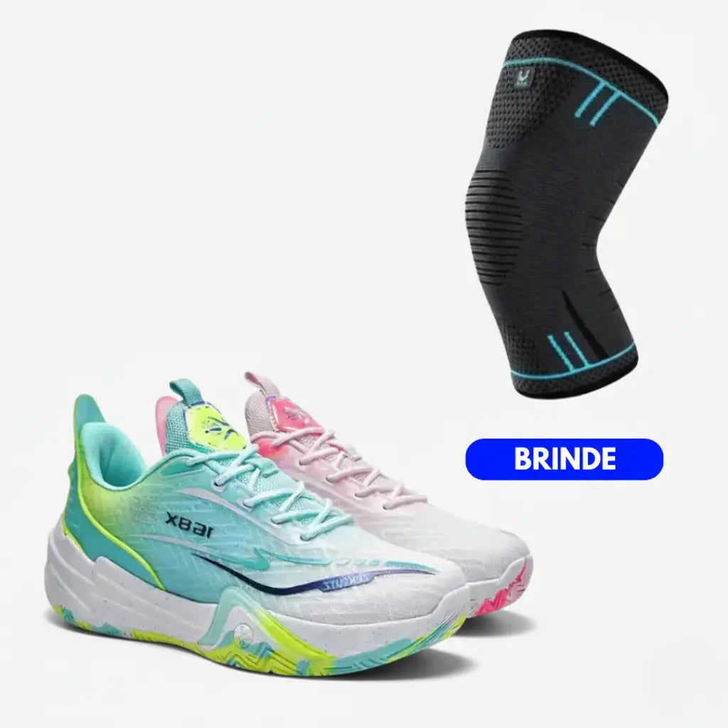 KIT Tênis de Vôlei Flex 168X + Joelheira Grátis-Verde/Rosa