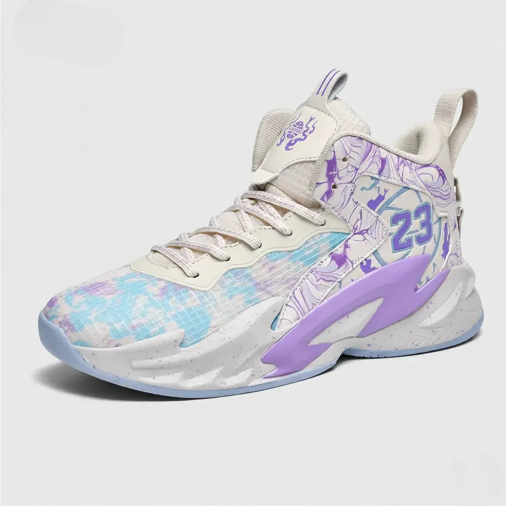 Tênis De Basquete Feminino Ember Glide | Lançamento 2024-Branco/Roxo