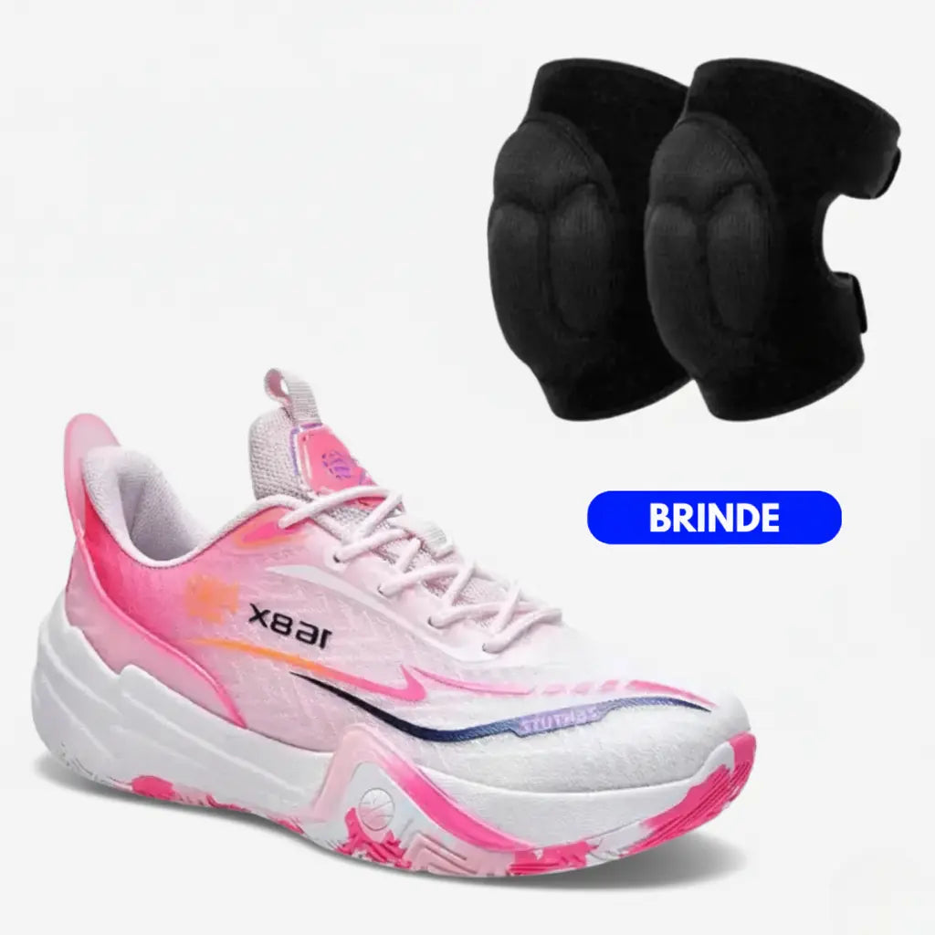 KIT Tênis de Vôlei Flex 168X + Joelheira de Brinde-Rosa