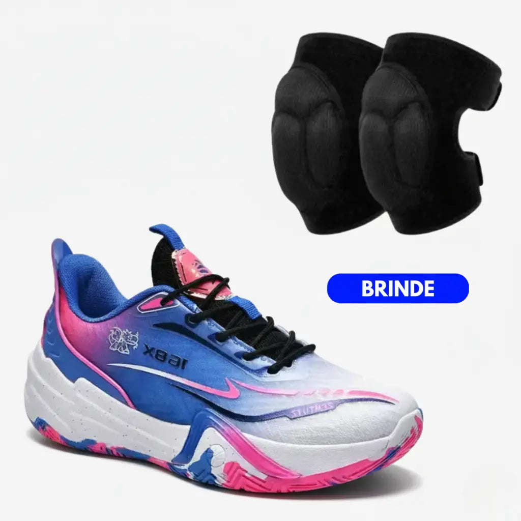 KIT Tênis de Vôlei Flex 168X + Joelheira de Brinde-Azul Escuro