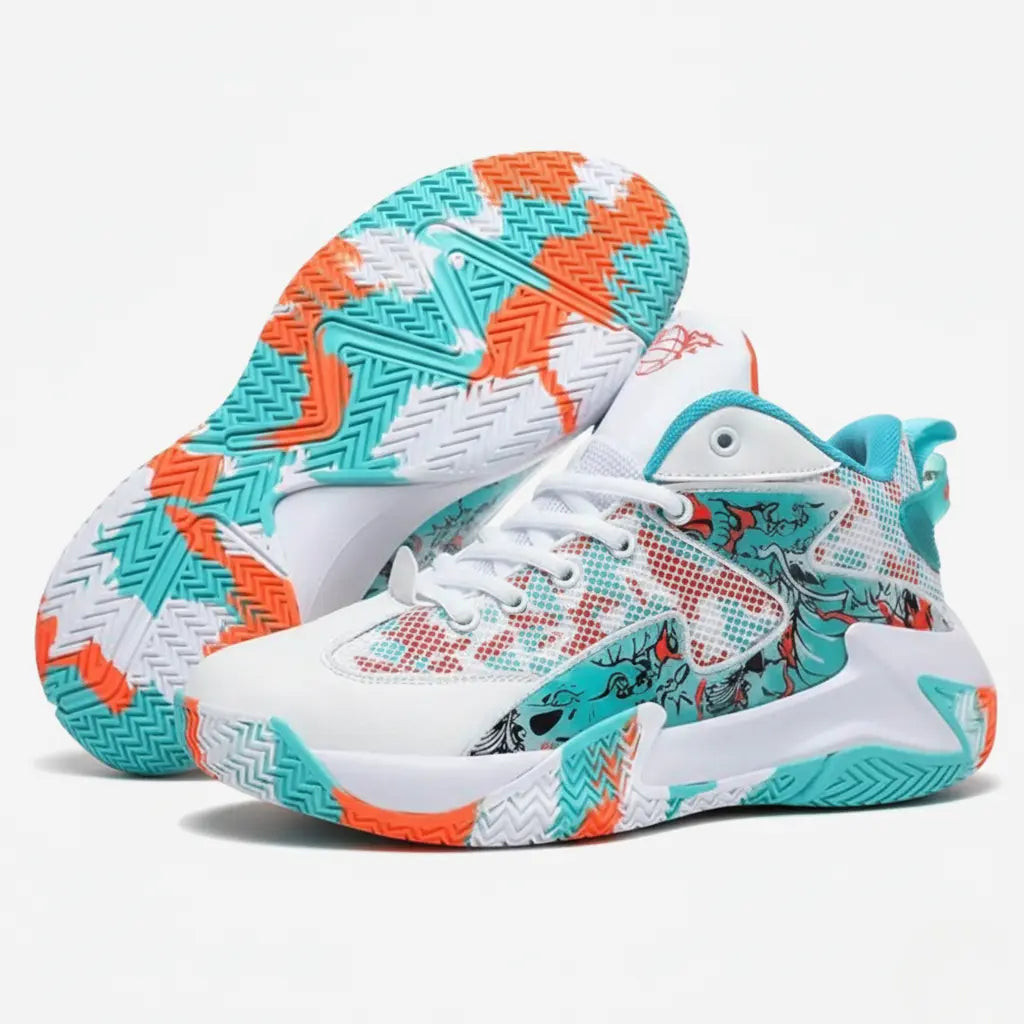 Tênis de Handebol Grafite Original | Confortável e Antiderrapante-Brnaco/Laranja