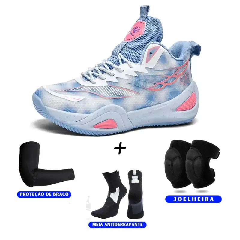 KIT Tênis de Vôlei DunkX - Antiderrapante + Joelheira + Meia + Manguito