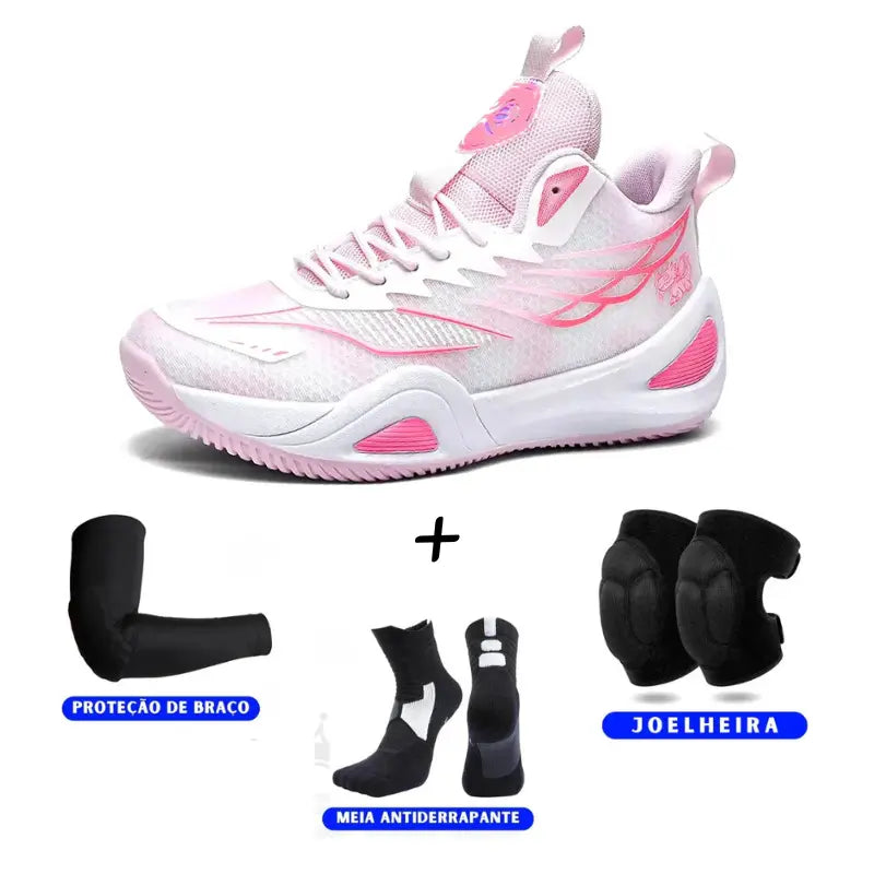 KIT Tênis de Vôlei DunkX - Antiderrapante + Joelheira + Meia + Manguito