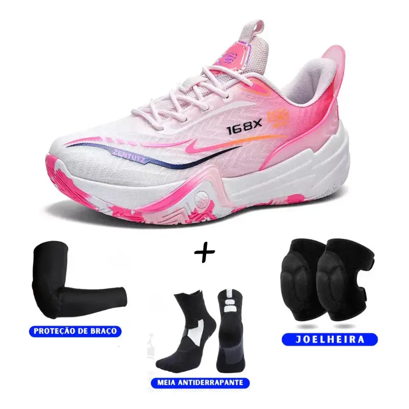 KIT Tênis de Vôlei Flex 168X + Joelheira + Meia + Manguito
