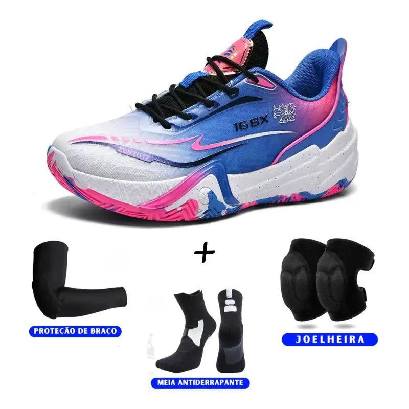 KIT Tênis de Vôlei Flex 168X + Joelheira + Meia + Manguito