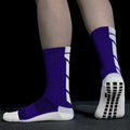 Meia Esportiva Antiderrapante Cano Médio | Profissional - Roxo/Branco