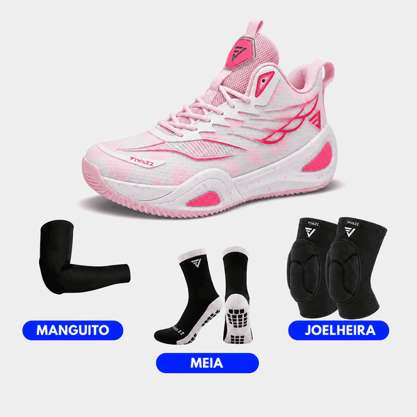 KIT Tênis de Vôlei DunkX - Antiderrapante + Joelheira + Meia + Manguito