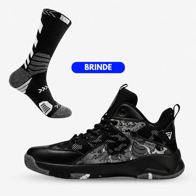 KIT Tênis de Vôlei e Basquete All Black Grafite + Meias Grátis