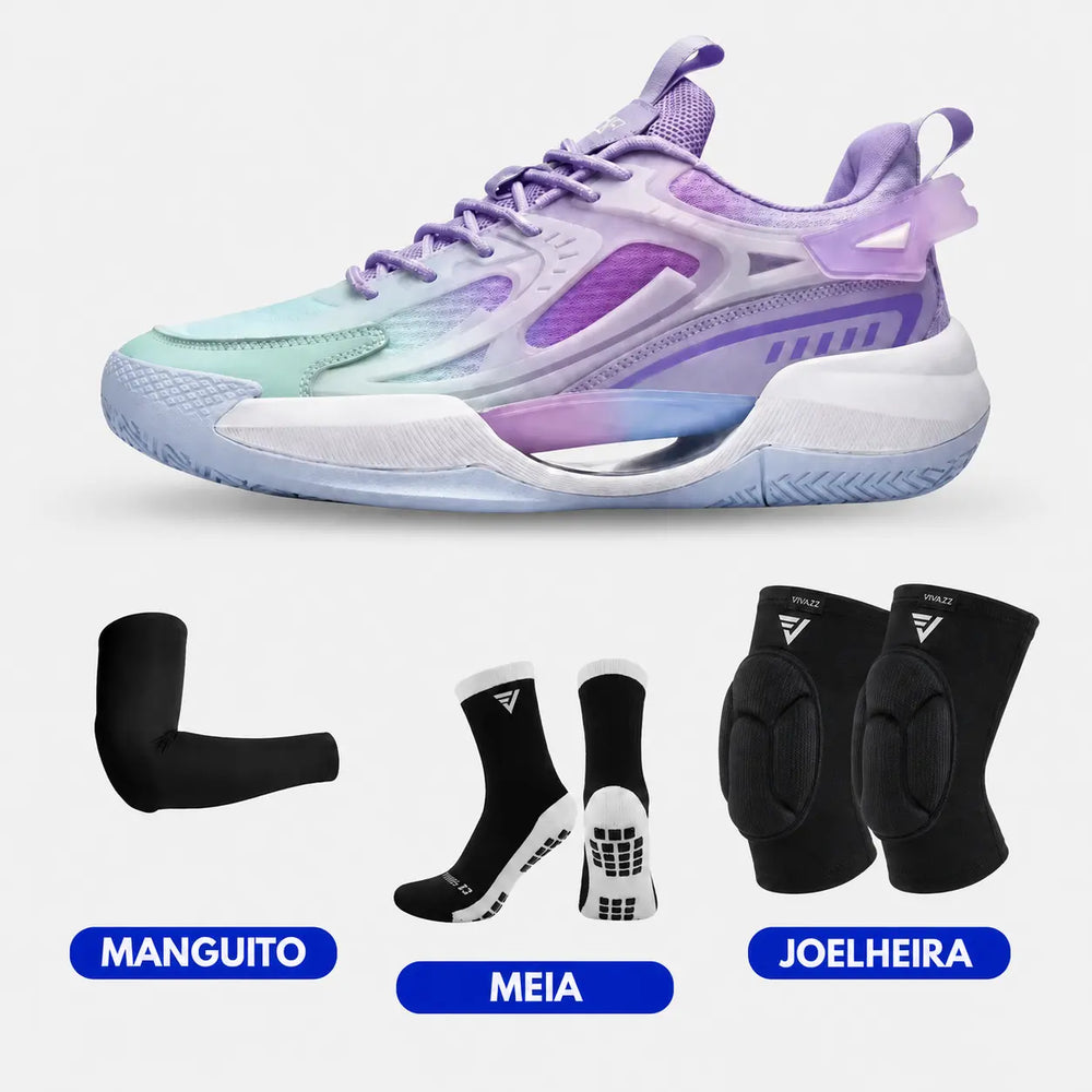 KIT Tênis de Vôlei PowerGrip + Joelheira + Meia + Manguito - SALE24H