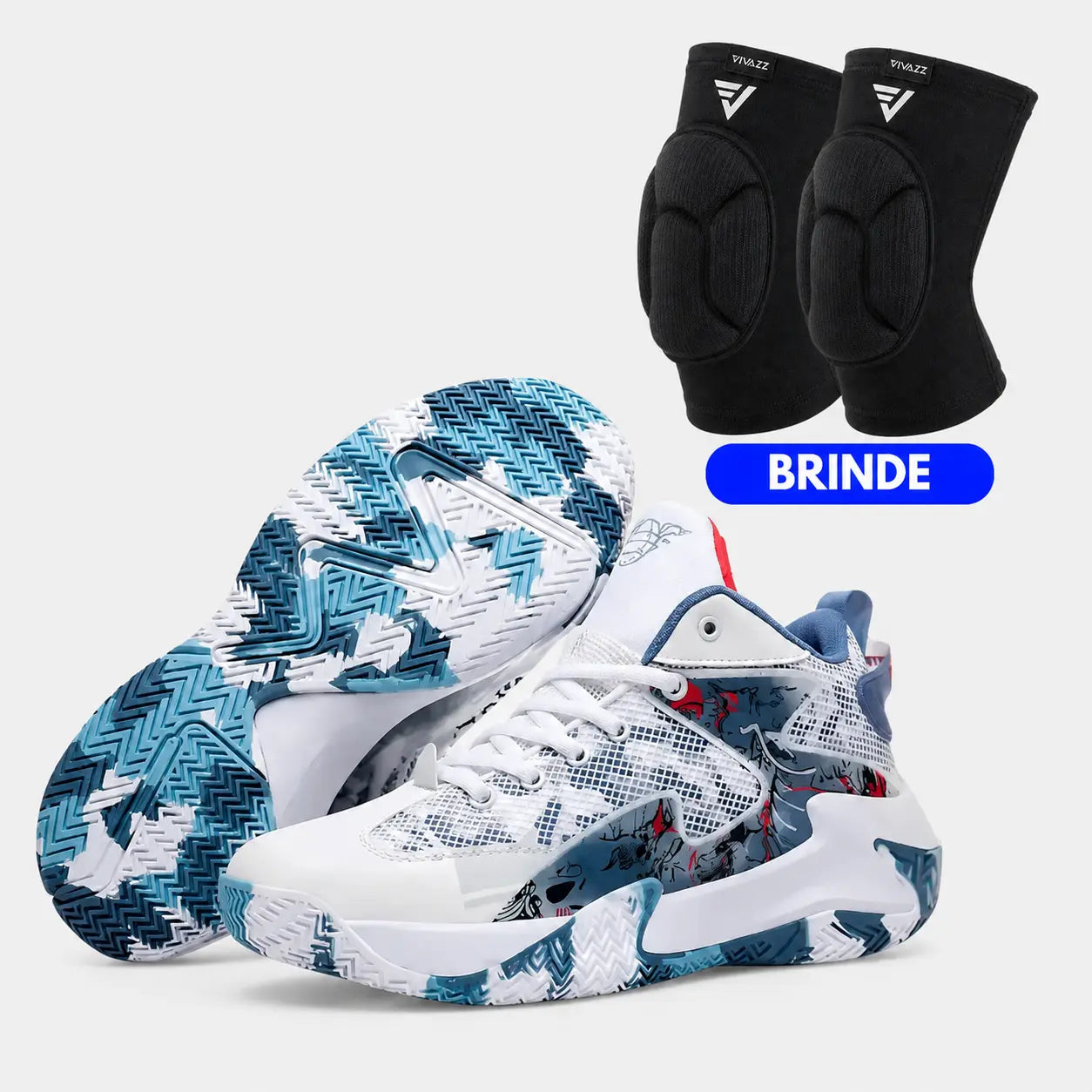 Kit Foam: Tênis de Basquete Grafite 1.0 + Joelheira com Espuma