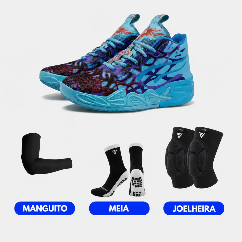 KIT Tênis de Vôlei Impact Blaze + Joelheira + Meia + Manguito - SALE24H