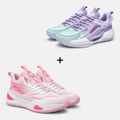 Kit 2 Pares de Tênis - Vôlei e Basquete DunkX + PowerGrip   | Respirável e  Antiderrapante - Roxo/Rosa