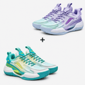 Kit 2 Pares de Tênis  - Vôlei e Basquete PowerGrip | Respirável e Alto Impacto - Roxo/Verde