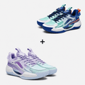 Kit 2 Pares de Tênis  - Vôlei e Basquete PowerGrip | Respirável e Alto Impacto - Azul/Roxo