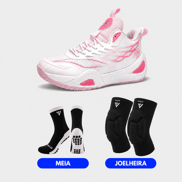 KIT Tênis de Vôlei e Basquete DunkX - Antiderrapante + Joelheira + Meia - SV15