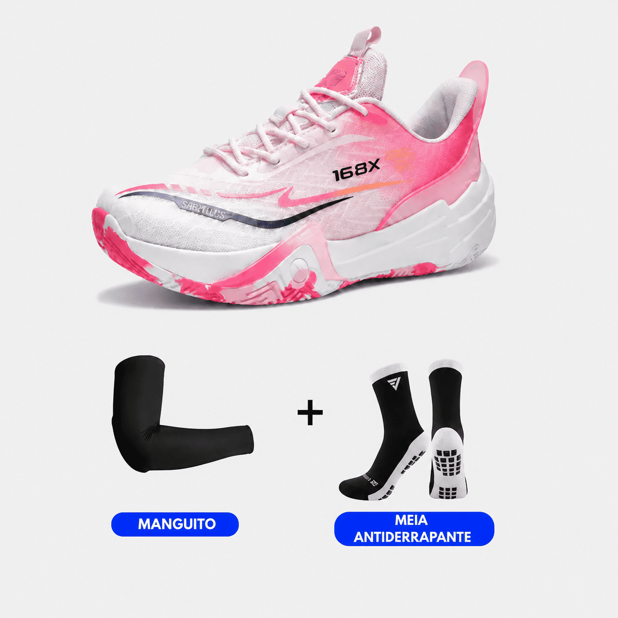 KIT Tênis de Vôlei e Basquete Flex 168X - Meia + Manguito | Respirável e Antiderrapante