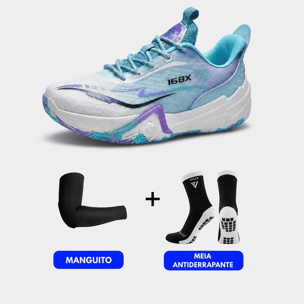 KIT Tênis de Vôlei e Basquete Flex 168X - Meia + Manguito | Respirável e Antiderrapante