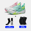 KIT Tênis de Vôlei e Basquete Flex 168X - Joelheira + Meia Antiderrapante - Verde/Rosa