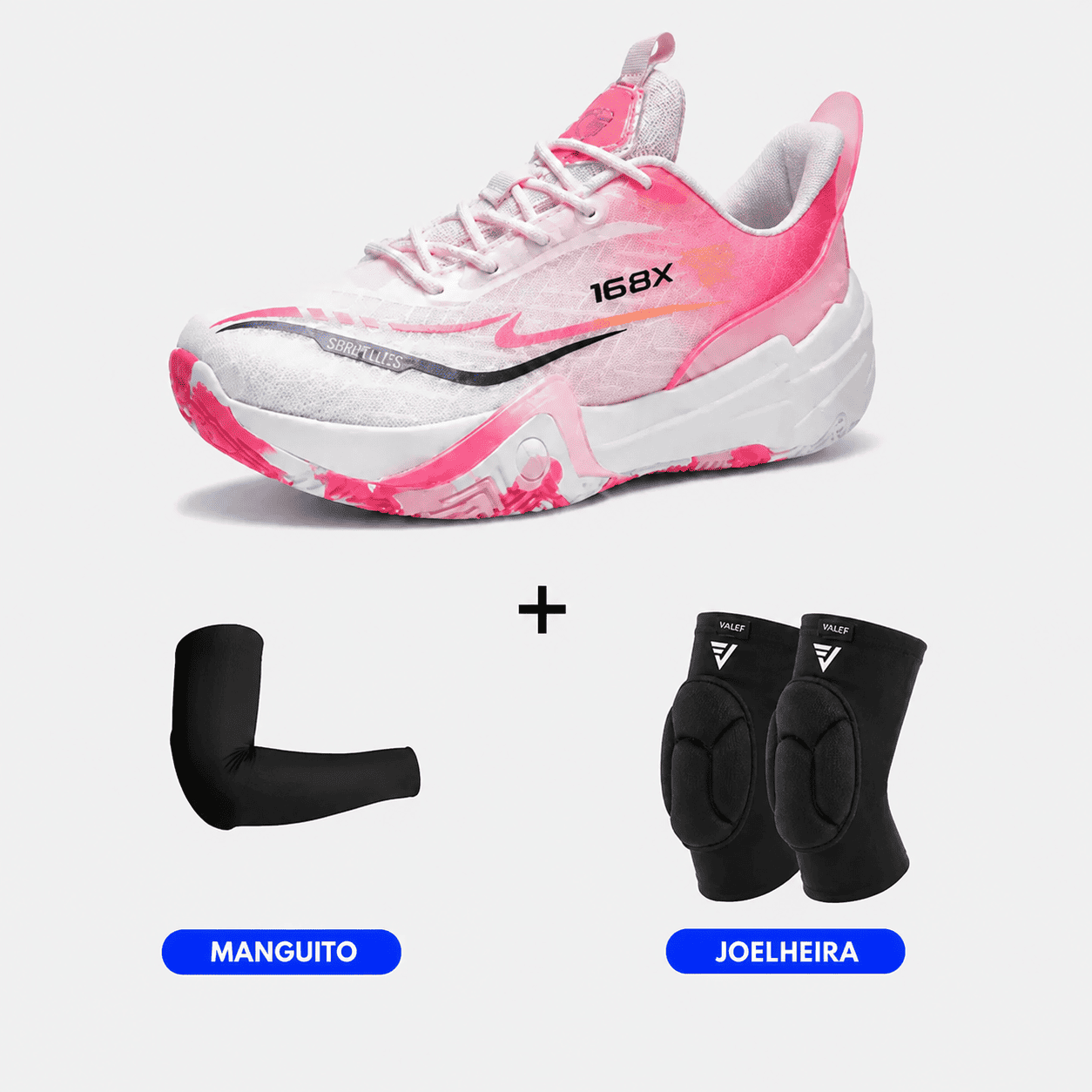 KIT Tênis de Vôlei e Basquete Flex 168X - Joelheira + Manguito