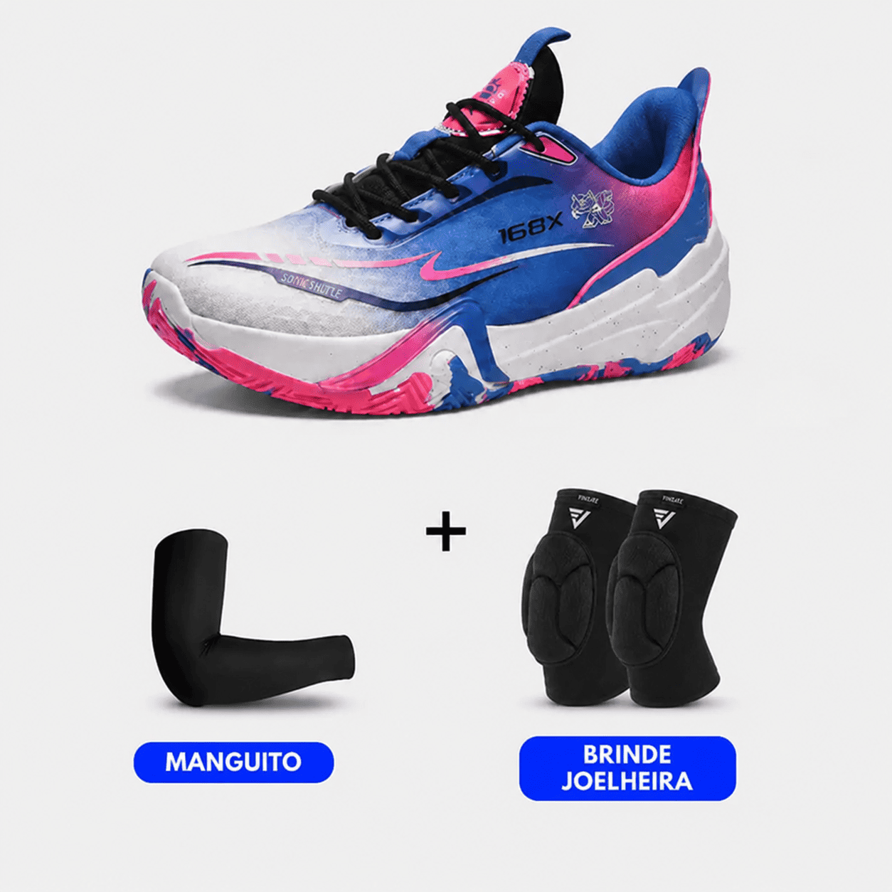 KIT Tênis de Vôlei e Basquete Flex 168X - Joelheira + Manguito