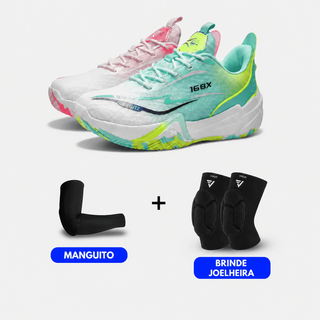 KIT Tênis de Vôlei e Basquete Flex 168X - Joelheira + Manguito