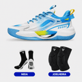 KIT Tênis de Vôlei e Basquete PowerGrip + Joelheira + Meia Antiderrapante - Azul